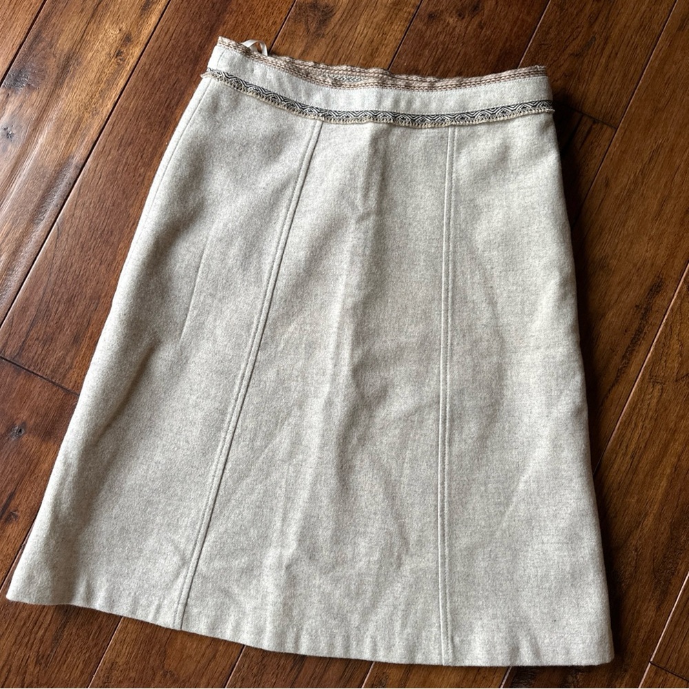 Gap Wool Blend A Line Midi Skirt Women's Size 4 Cream Lined Side Zip